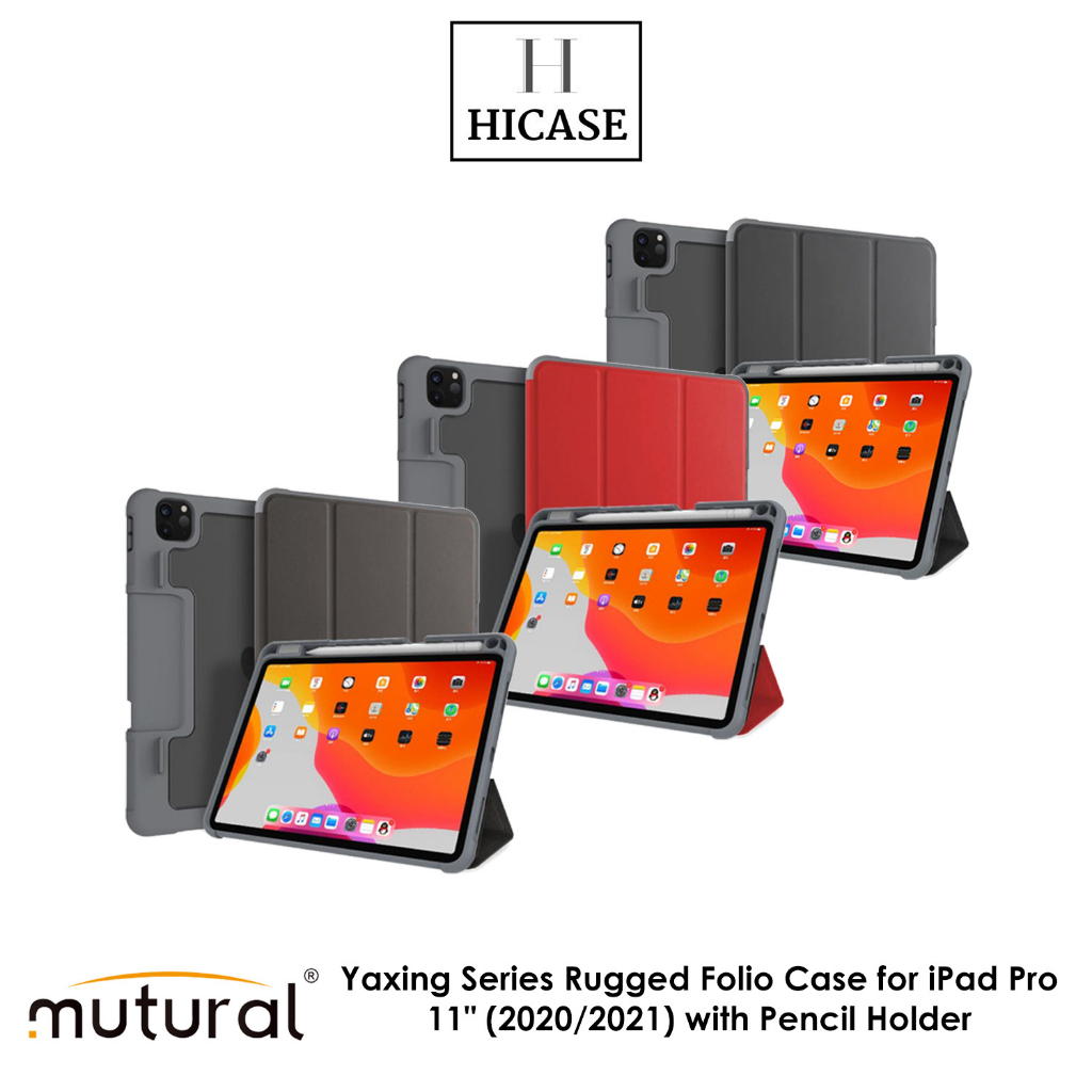 Mutural Yaxing Series เคส Folio ที่ทนทานสําหรับ iPad Pro 11" (2020/2021) พร้อมที่ใส่ดินสอ