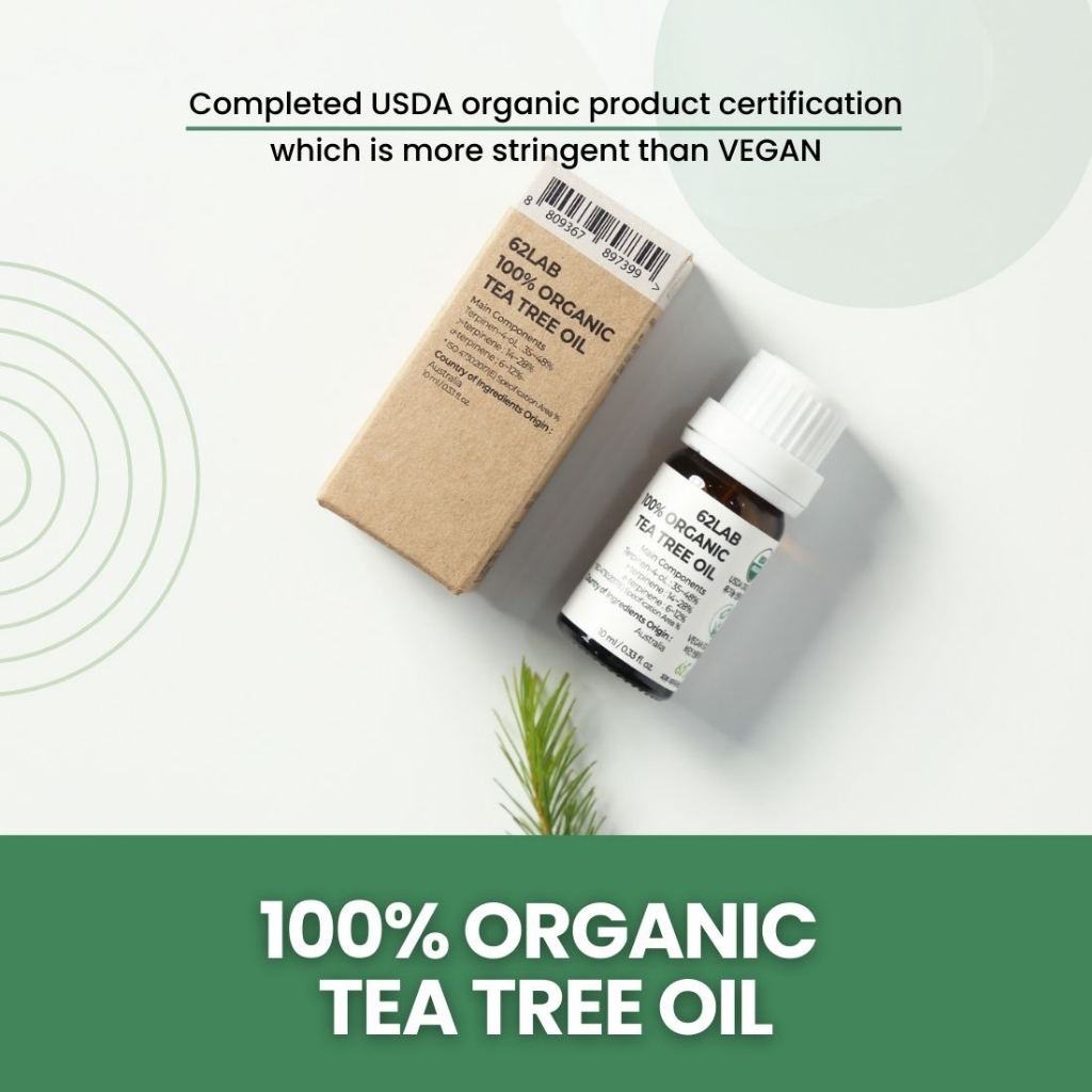 ทีทรีออยล์ Tea Tree Oil 100% ลดสิว สิวอักเสบ คุมมัน แต้มสิว สำหรับผิวมัน ผิวแพ้ง่าย 10ml 62LAB