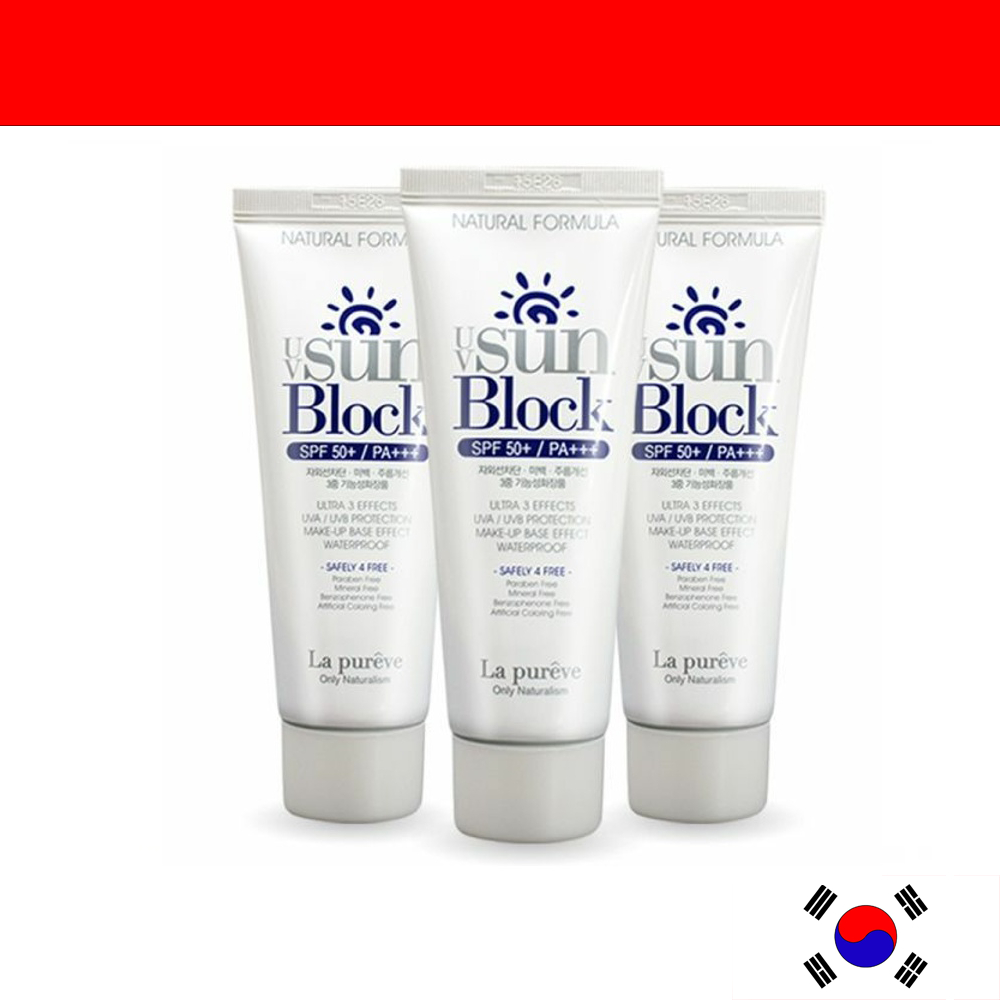 [lapureve] ครีมกันแดด UV SUN BLOCK 50ml 3ชิ้น เกาหลี korea sunscreen shop korean town plantnery กันแ