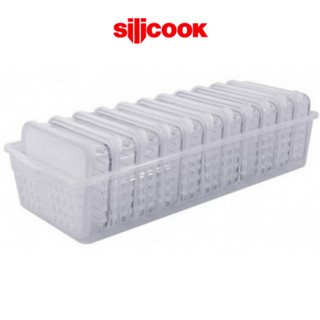 Silicook ซิลิคุก คอนเทนเนอร์แบน No.3 (ฝากึ่งใส) 300ml*10pcs+1Tray(M size) ปลอดสาร BPA ตู้เย็น ตู้แช่แข็ง ที่เก็บอาหาร ภาชนะปิดสนิท/จากโซล เกาหลี