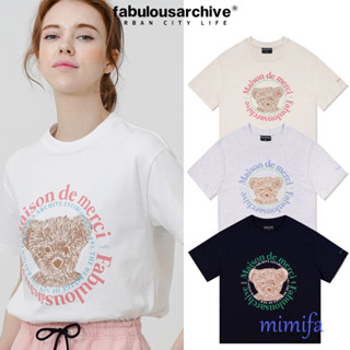 Fabulousarchive เสื้อยืดครอป ลายหมี ผ่อนคลาย สําหรับผู้หญิง