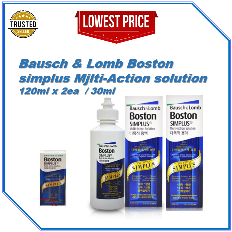 [BAUSCH + Lomb] Boston SIMPLUS Multi-Action solution (น้ํายาดูแลเลนส์ RGP) 120 มล. x 2ea /30 มล.