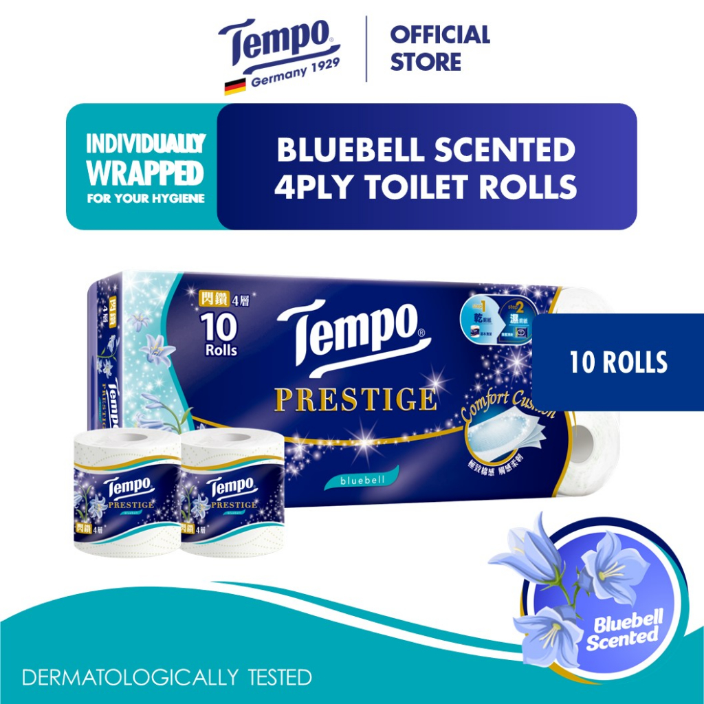 [Tempo Official] 4ply Tissue Rolls Bluebell Scented (10 ม้วน)