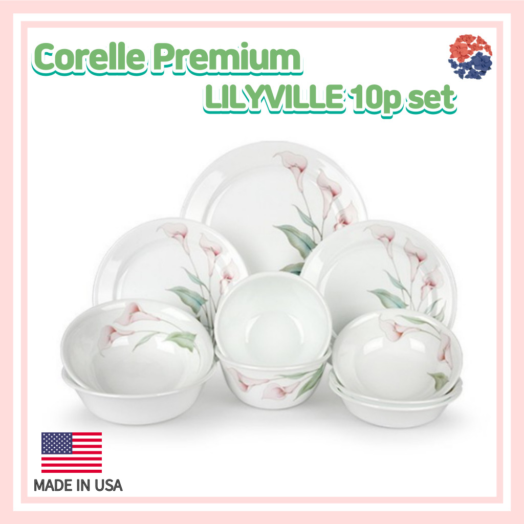 Corelle Premium Garden 10p set / Corelle USA set / ชุดอาหารเย็น Corelle set / แผ่น / ชุดอาหารคอร์เรล / ชามขนาดใหญ่ / ชุด Corelle / ชุดอาหารเย็นลายดอกไม้