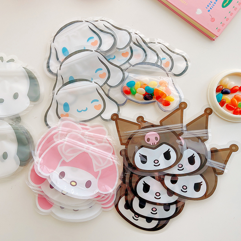 Sanrio Party Bag อาหารบรรจุภัณฑ์ขนมถุงซิป Hello Kitty My Melody Kuromi Ziploc Storage Ziplock