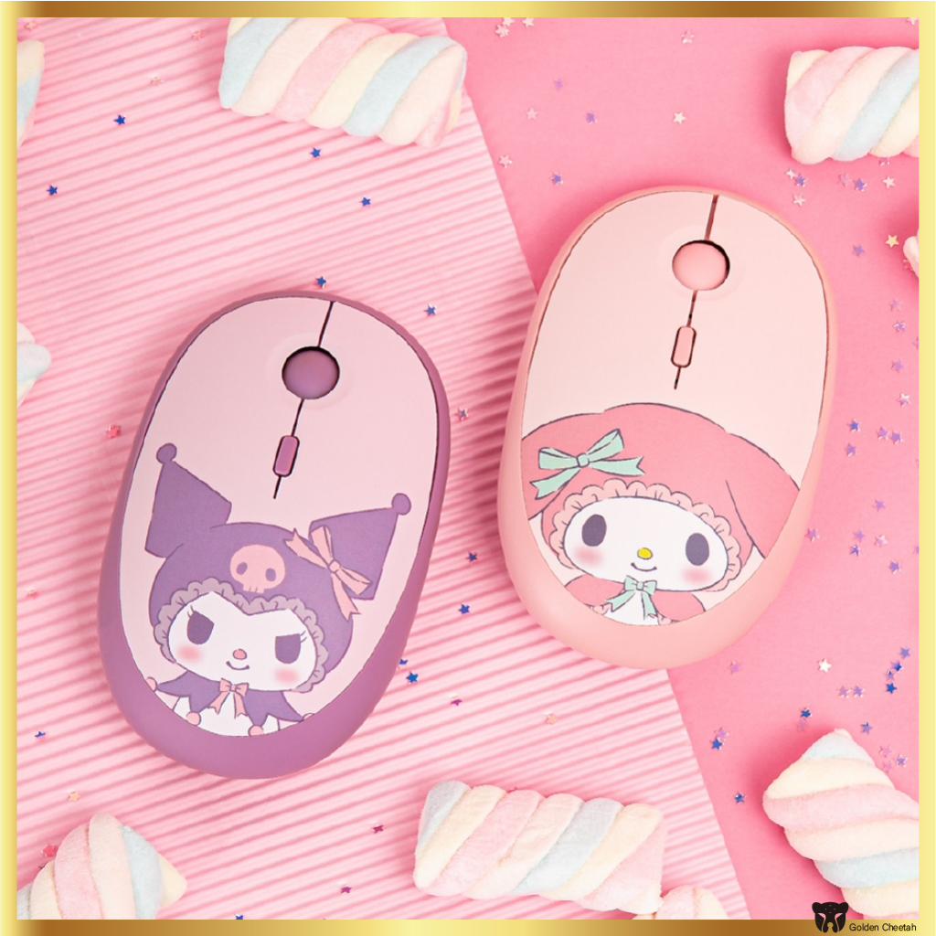 Royche Sanrio Mouse 3 in 1 เมาส์เชื่อมต่อบลูทูธไร้สาย เสียงเงียบ (My Melody & Kuromi&Hello Kitty&Cinnamaorll&Pompompurin)