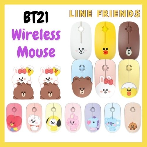 Bt21 Line Friends เมาส์ไร้สาย 13 แบบ เสียงเงียบ ลายตัวละครน่ารัก