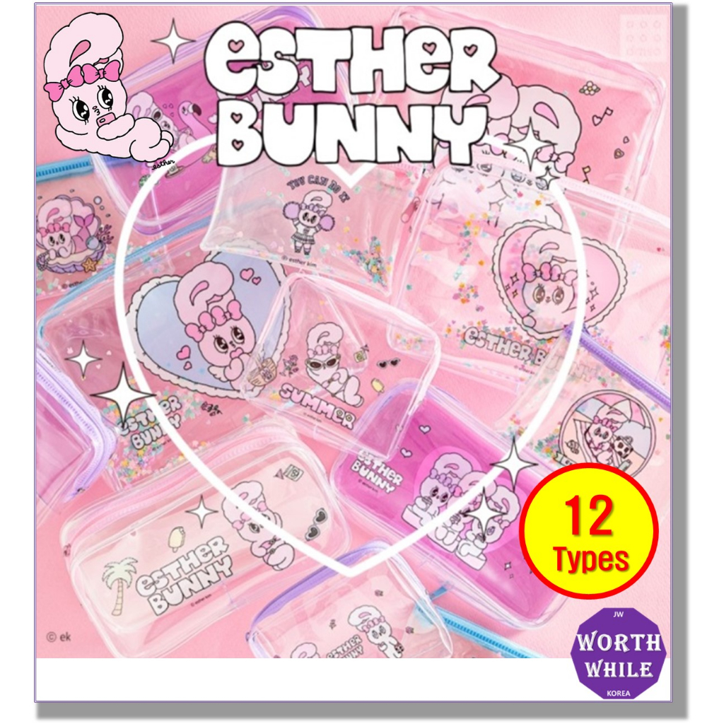 Daiso Korea /NEW Esther Bunny Pouch /Glitter Transparent Pouch /Charcter Card Holder & Coin Purse /Cosmetic Pouch /กระเป๋าน่ารัก