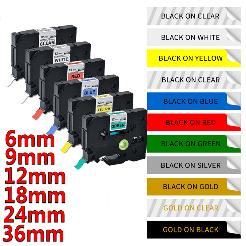 ใช้งานร่วมกับ Brother P-Touch TZe เทปฉลากลามิเนตสําหรับ PT-H107B PT-H110 PT-E110VP PT-D210 PT-P300BT