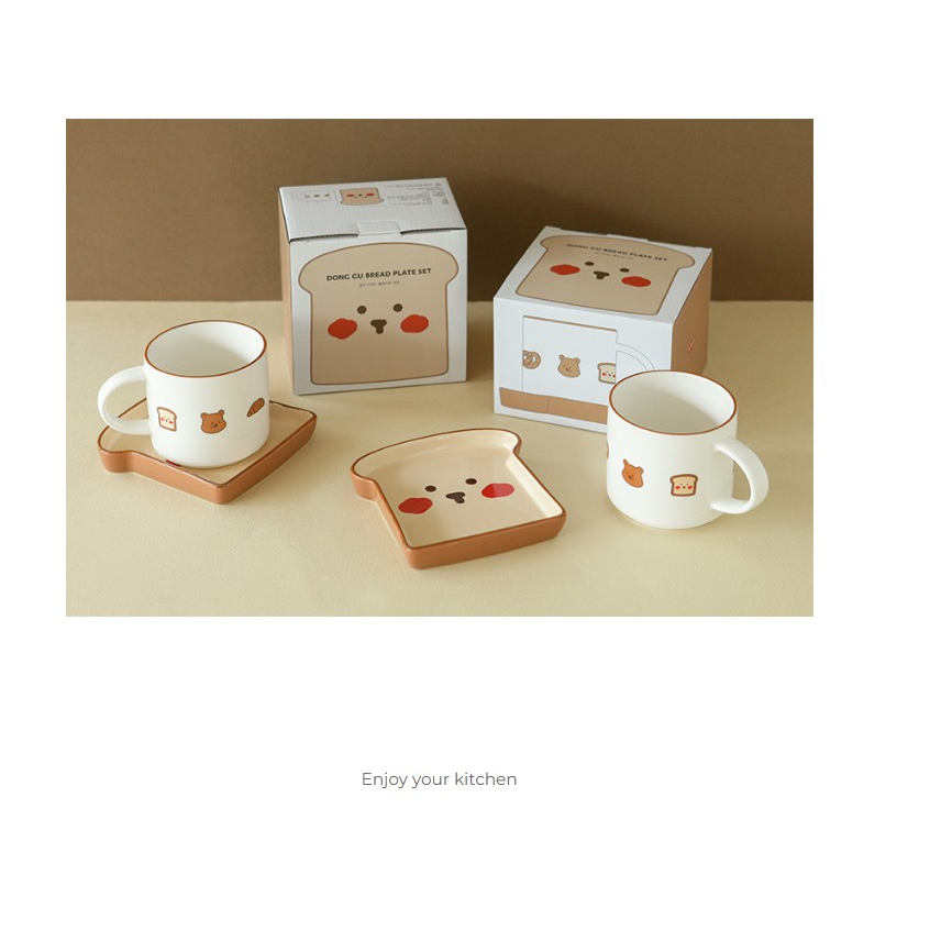 [Dailylike Korea] Dong Gu bread 2p set (แก้วมัค+จาน) / ส่งจากเกาหลี✈️🇰🇷