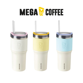 [Mega Coffee x LocknLock] MGC Tumbler แปรงทําความสะอาดหลอด ขนาด 650 มล. รวมแปรงล้างหลอด / สีเทาอบอุ่น, สีเหลือง, สีฟ้า