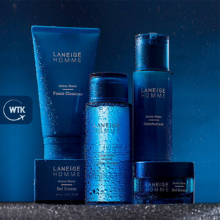 LANEIGE Homme Active Water Duo Set - ชุดของขวัญผู้ชาย (ผู้ชาย) ผิวขวาหลังอาบน้ํา, ชาร์จความชื้น, ชุ่มชื้นสดชื่น