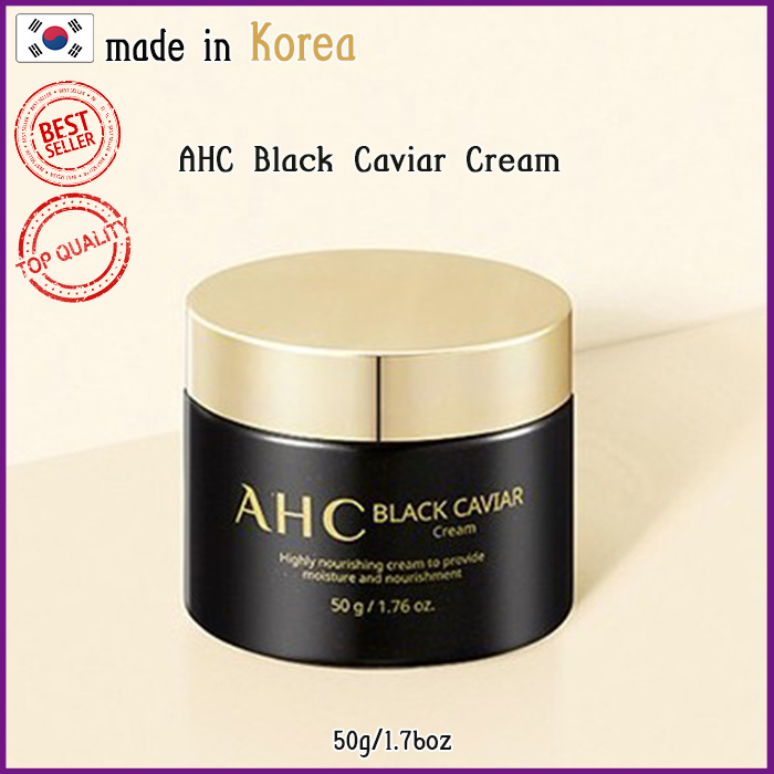 Ahc ครีมคาเวียร์ สีดํา AD2 50 กรัม ไวท์เทนนิ่ง &amp; ต่อต้านริ้วรอย ดูแล ผลิตในเกาหลี ความงาม ผลิตภัณฑ์ดูแลผิว