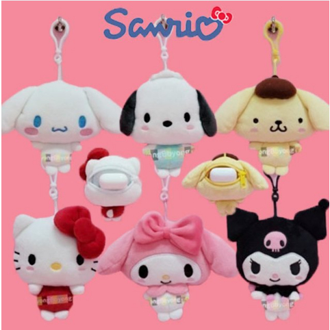Sanrio ของแท้ หน้าใหญ่ 14 ซม. Kuromi Cinnamoroll Pompom Purin Hello Kitty My Melody Pochacco ตุ๊กตาของเล่นพวงกุญแจมินิกระเป๋า