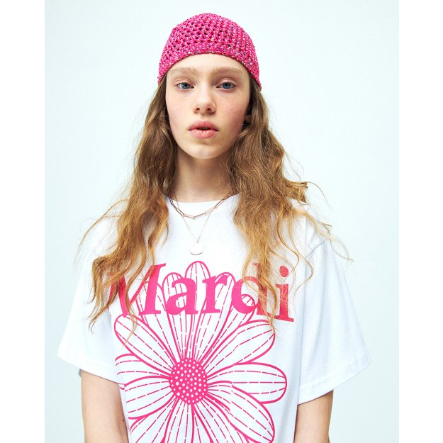 [MARDI Mercredi] เสื้อยืด พิมพ์ลายดอกไม้ สีม่วง สีขาว