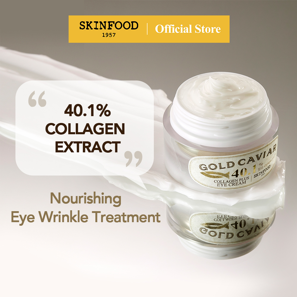[SKINFOOD Official] อายครีมโกล์ดคาเวียร์คอลลาเจนพลัส 30g 40.1% คอลลาเจนพลัส ครีมบำรุงใต้ดวงตา ดูแลริ้วรอยตื้น และ ลึกบริเวณรอบดวงตา ครีมบำรุงใต้ตาแบบล้ำลึก จากส่วนผสมคอลลาเจนและทองคำ Gold Caviar Collagen Plus Eye Cream