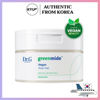 โทนเนอร์มังสวิรัติสีเขียวมังสวิรัติ Pag 60 แผ่น 140g | Dr.g Greenmide Vegan Toner Pad