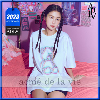 ✿ Acme de la vie ✿ Adlv เสื้อยืดคอกลม แขนสั้น ลายหมี สไตล์เกาหลี ของแท้ โอเวอร์ไซซ์ สําหรับผู้หญิง และผู้ชาย 2023SS