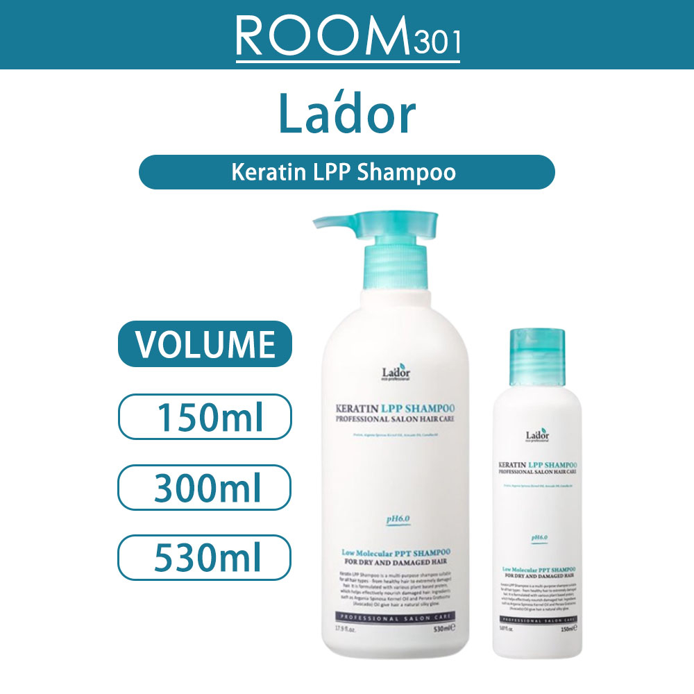 [Lador] La'dor Keratin LPP แชมพู (150 มล., 300 มล., 530 มล.) สําหรับร้านทําผม
