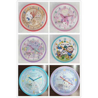 Sanrio Kitty Melody TwinStar Kuromi Cinnamoroll Minna no Tabo 25cm Sweep Movement Wall Clock