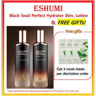 Eshumi Black Snail Perfect Hydrator Skin, Lotion (ฟรีของแถม)★ Innisfree Energy Mask X 3EA)