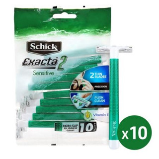 [Schick] Exacta2 มีดโกนหนวด แบบใช้แล้วทิ้ง 10 ชิ้น