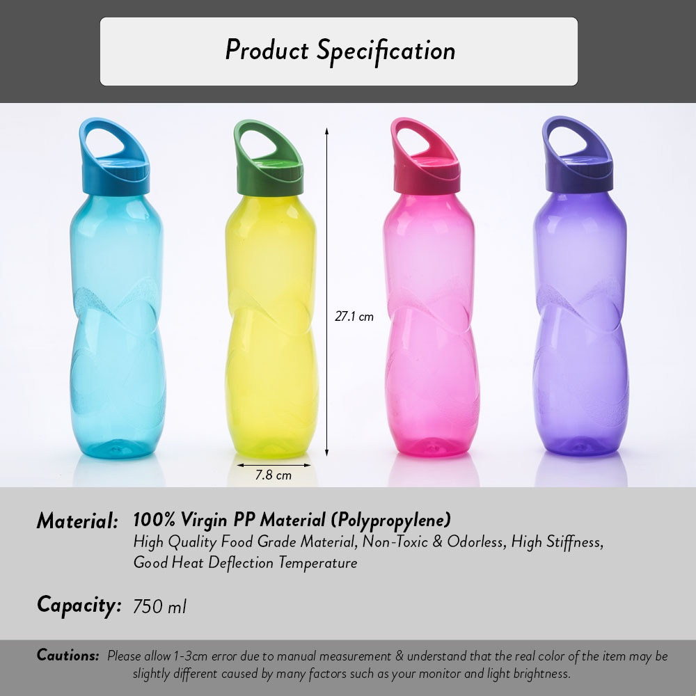 Elianware BPA Free Water Tumbler with Handle Water Bottle (750ml x 2)