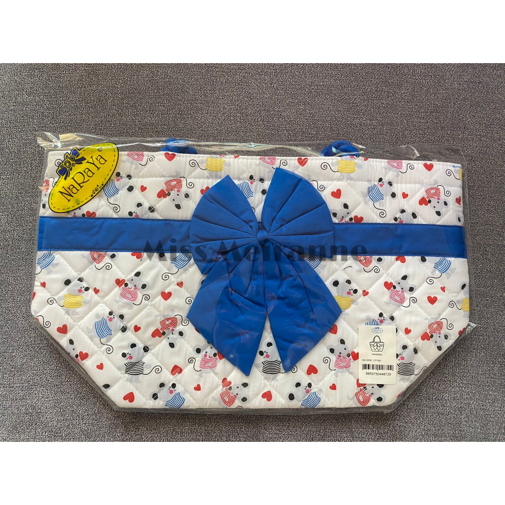 NaRaYa Fabric Cotton / Satin Houndstooth, Elephants Purple Medium Hand Carry Handbag