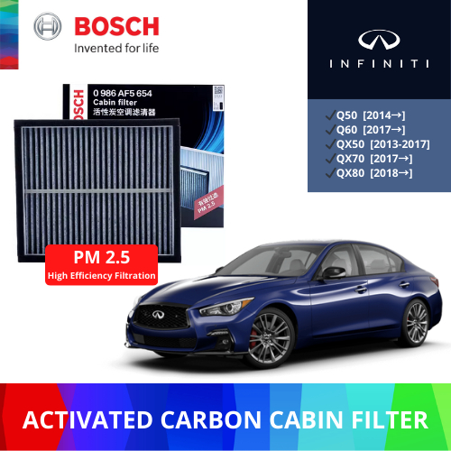BOSCH ไส้กรองอากาศห้องโดยสารสําหรับ Infiniti Q50 Q60 QX50 QX70 QX80