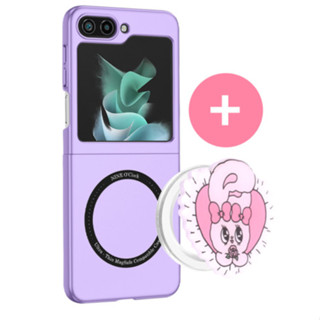 Esther bunny - เคสแข็ง เข้ารูป พร้อมกริปแม่เหล็ก สําหรับ galaxy z flip 5 / สีดํา สีม่วง เนื้อด้าน แบบบาง