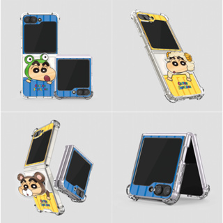 เคสใส ลายการ์ตูนชินจัง พร้อมส้อม สําหรับ galaxy z flip 3 4 5 flip5