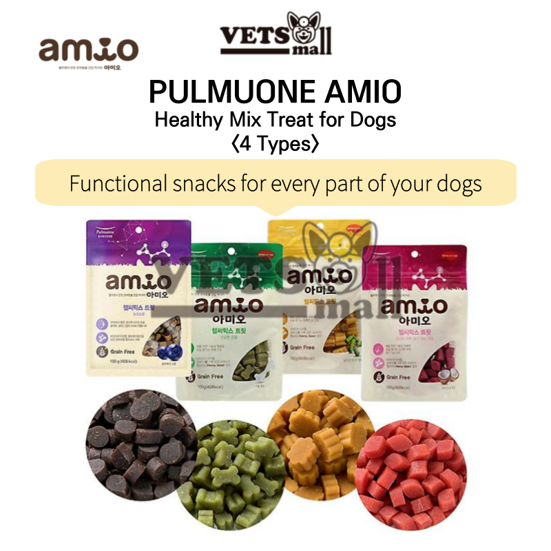 [Pulmuone] Pulmuone Amio Healthy Mix Treat for Dogs (100g) / 4 Types of Healthy Mix Treat for your Dog's Health / Korea Premium Pulmuone Pet Treat Mix for Eye, Joint, Skin, Gut