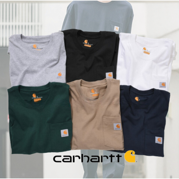 [CARHARTT] K87 เสื้อยืดแขนสั้น มีกระเป๋า 10 สี ของแท้ 100% (UNISEX)