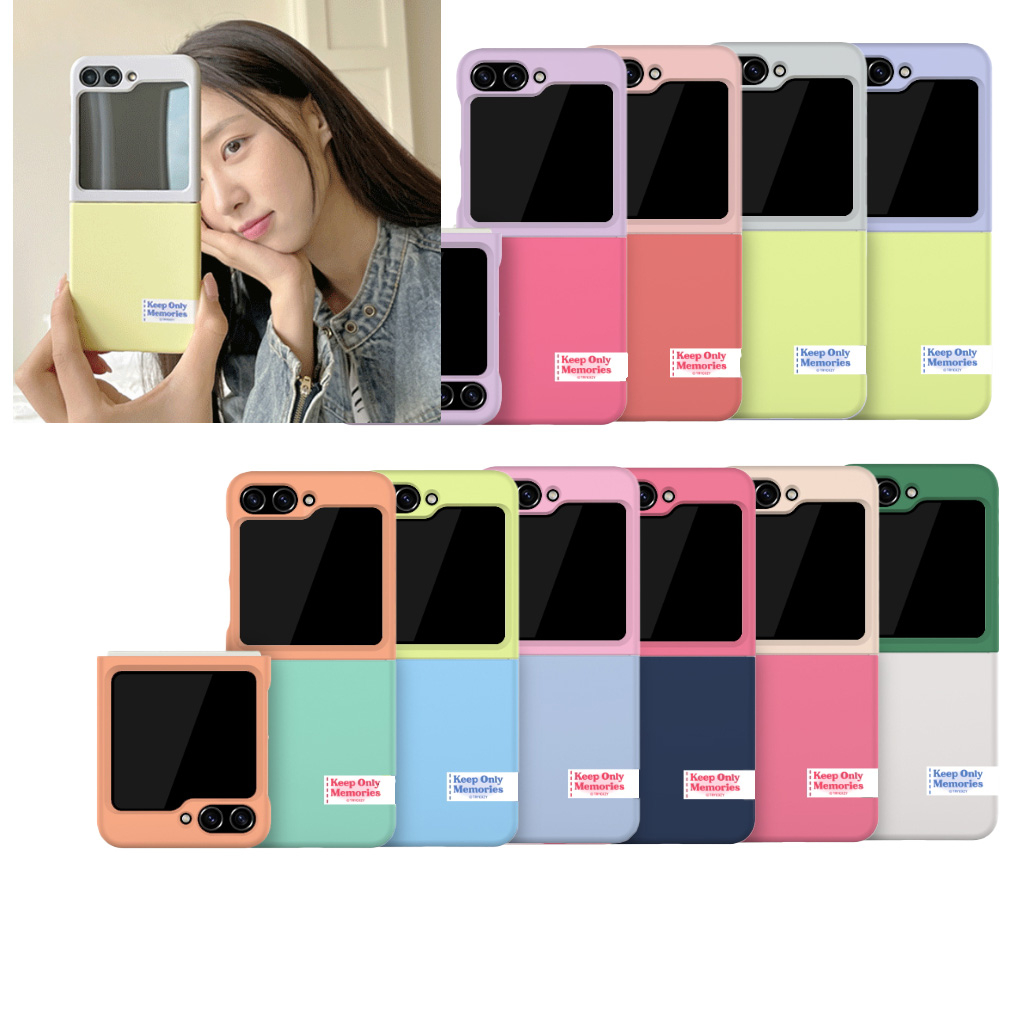 KOREA Galaxy{Z FLIP7/Z FLIP6/Z FLIP5} เคสโทรศัพท์ 3D Curved Hard Case TWO TONE LABEL COLOR POP