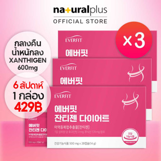 Naturalplus Korea x3 Everfit Xanthigen Diet,  เครื่องเผาผลาญไขมัน ลดน้ําหนัก กระชับสัดส่วน, 84 แคปซูล Night Time Weight Loss Slimming