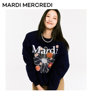 [MARDI Mercredi] เสื้อกันหนาว ลายดอกไม้ สีกรมท่า