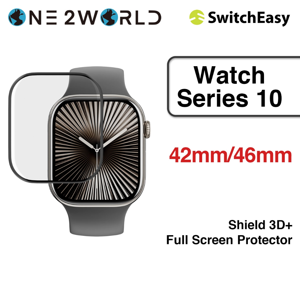SwitchEasy Shield 3D+ ฟิล์มกันรอยแบบเต็มหน้าจอสําหรับ Aple Watch series 10 42mm/46mm - ป้องกันลายนิ้