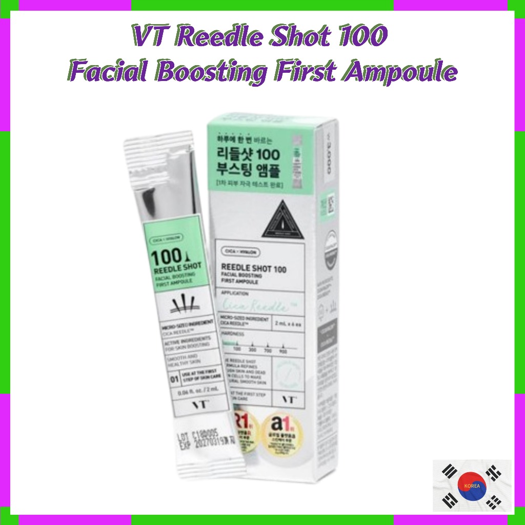 Vt Reedle Shot 100 Facial Boosting Ampoule 2ml x 6 - ความยืดหยุ่นของผิว, ไฮเดรชั่น, รีคัฟเวอรี่