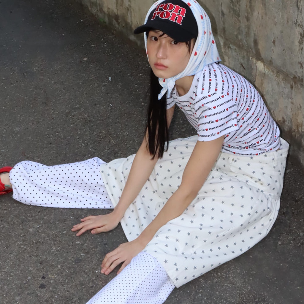 [RONRON] Shirring Flare Mid Skirt Heart / 2colors — صورة 5