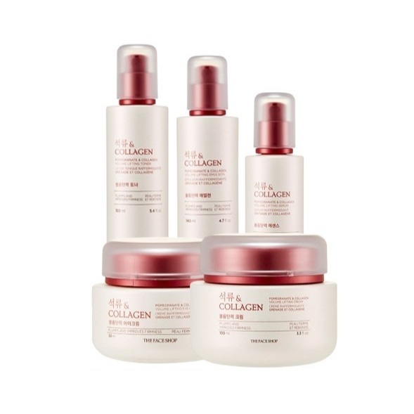 The Face Shop Pomegranate and Collagen Volume Lifting Toner Emulsion Serum Eye Cream Skincare Set