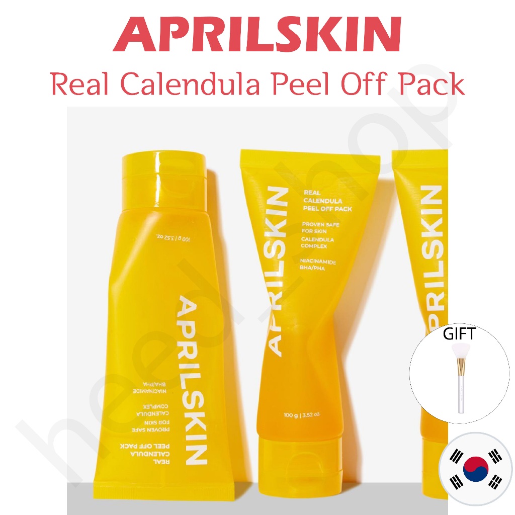 [ Aprilskin ] Calendula Peel Off Facial Mask 100g + แปรง