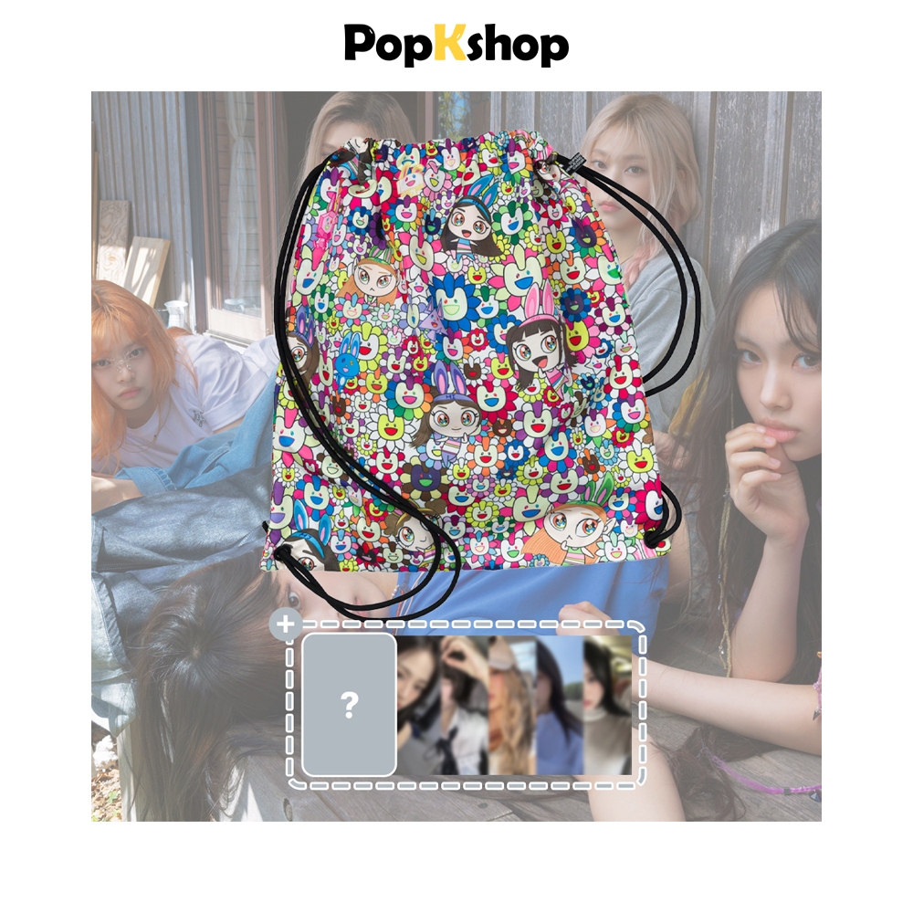 [ของขวัญ] NewJeans Japan Double Album 'Supernatural' NJ X MURAKAMI Drawstring Bag ver.