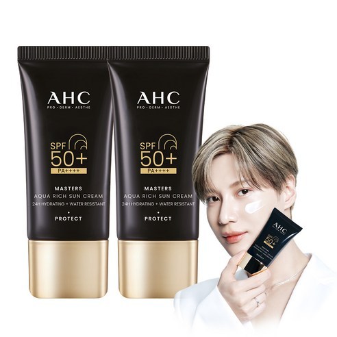 AHC Masters Aqua Rich Sunscreen SPF50+ PA++++, 30ml, แพ็ค 2 ชิ้น | ให้ความชุ่มชื่นและน้ําหนักเบาป้อง