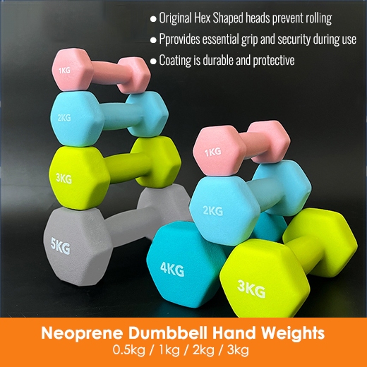 Basics Neoprene Dumbbell Hand Weights / Vinyl Dumbbell - 0.5g-3kg / Dumbbell / Dumbbell for Weight S
