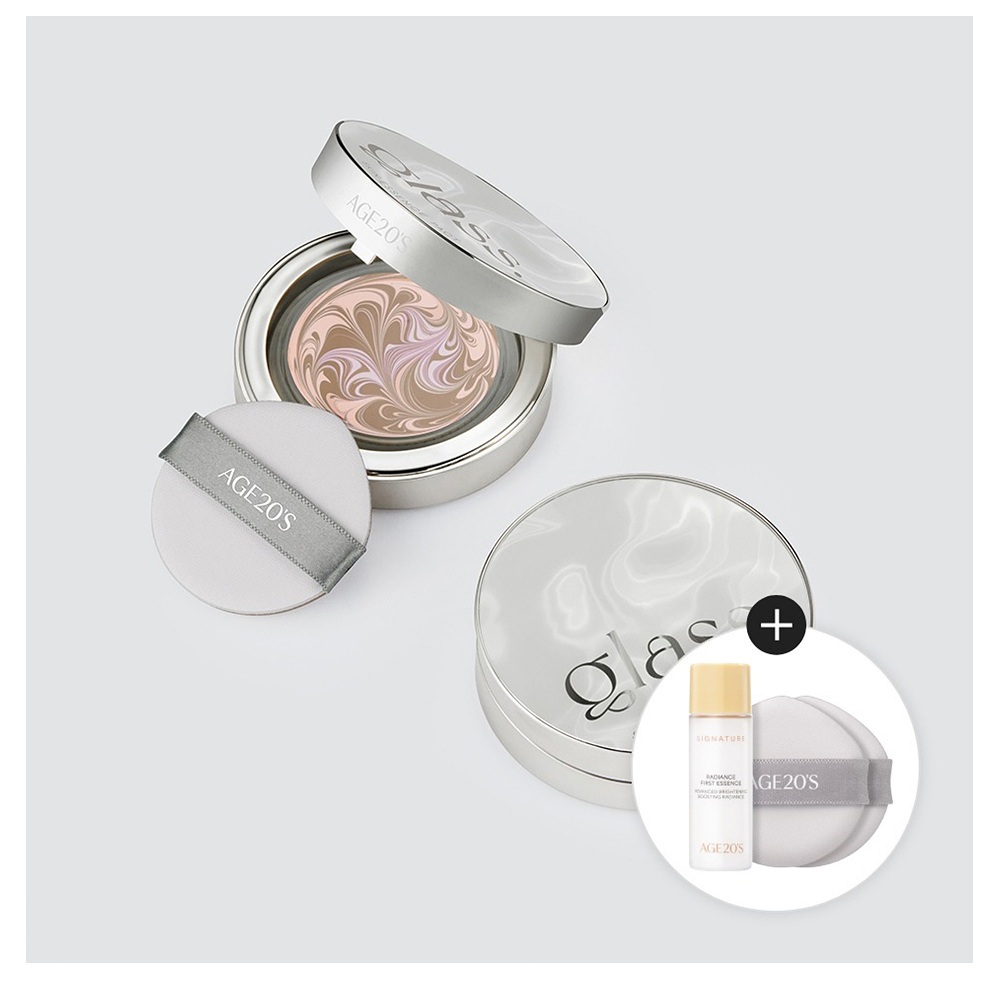 AGE 20S Glass Skin Essence Glow Pact (หลัก+รีฟิล)+Signature Glow Essence 15ml + พัฟแก้ว 2 แผ่น
