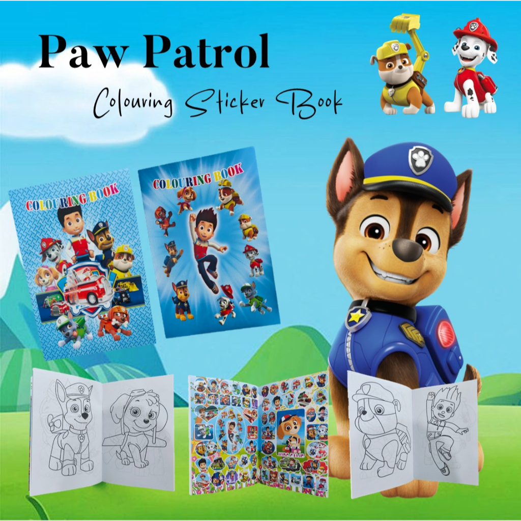 A5 Paw Coloring Book l หนังสือสติกเกอร์ l เด็กวันเกิด Goodie กระเป๋า Paw Patrol Chase Marshall Rubbl