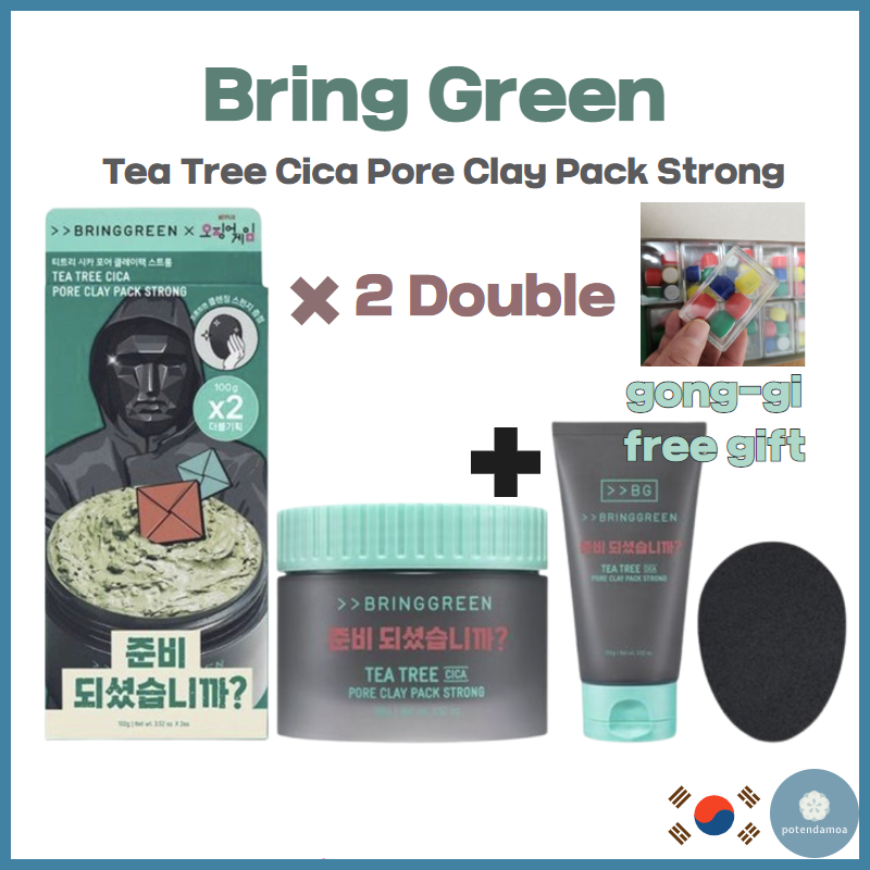 [Bring Green] Tea Tree Cica Pore Clay Pack Strong 100g(+100g+Squid Game 2 Frontman คลีนซิ่งฟองน้ํา)