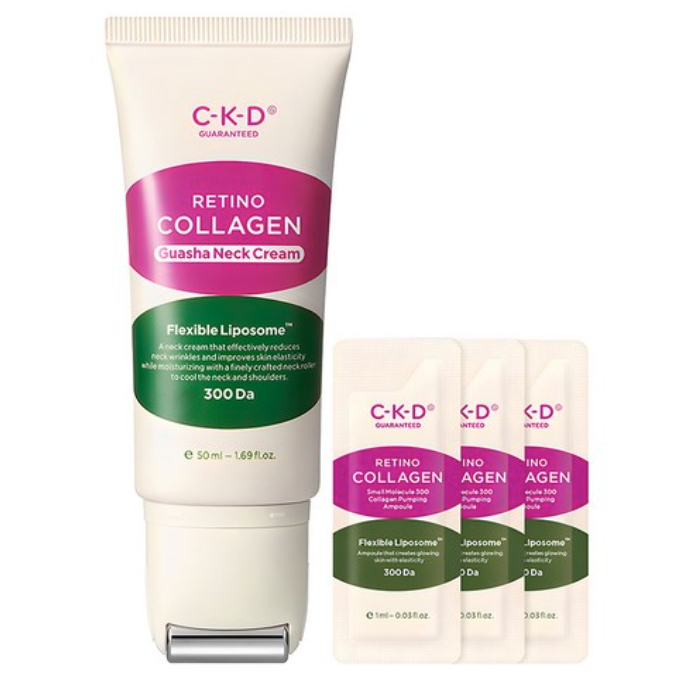 CKD Retinocollagen Low Molecular Weight 300 Gua Sha Neck Wrinkle Cream 50ml + Collagen Ampoule 1ml 3
