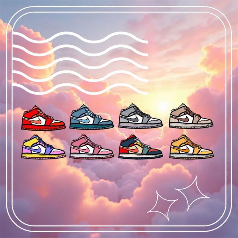 SG • ชุดสติ๊กเกอร์รองเท้าผ้าใบ Jordans • สติ๊กเกอร์ติดรองเท้า • Air Jordans • สติ๊กเกอร์น่ารัก • สติ