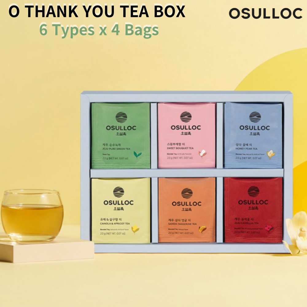 Osulloc O THANK YOU Tea BOX 24 (6 ประเภท x 4 ถุง) ชุดของขวัญชาเกาหลี